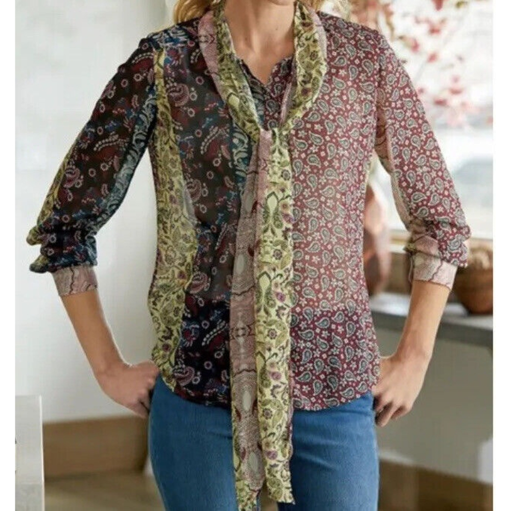 Soft Surroundings Multi Paisley-Patchwork-Print L… - image 2